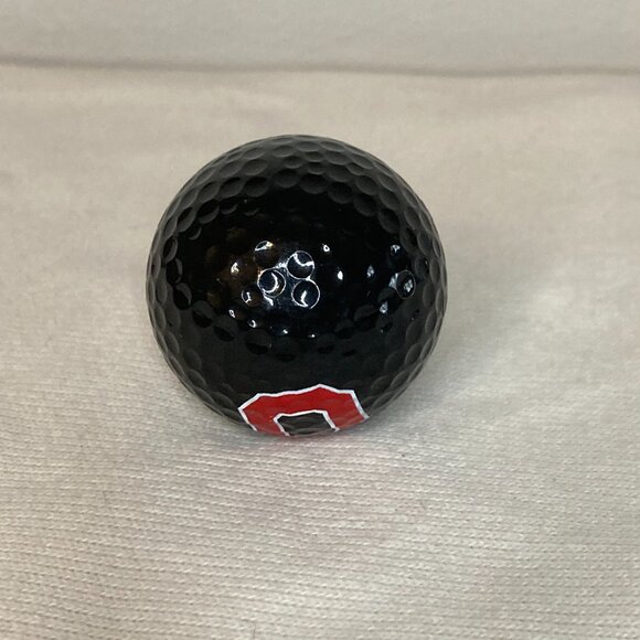 Ohio State Buckeyes Block O Golf Ball - Black Ball Red Logo - OSU Collectable - Picture 6 of 6
